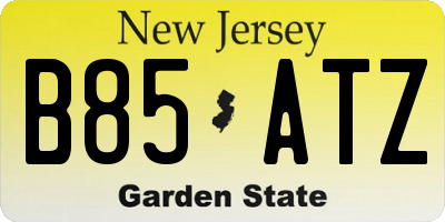 NJ license plate B85ATZ