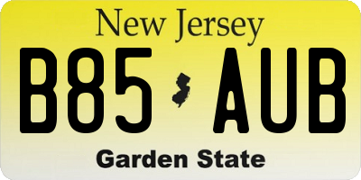 NJ license plate B85AUB