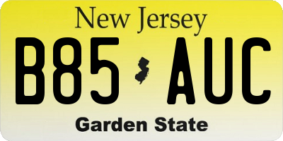 NJ license plate B85AUC