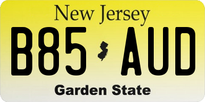 NJ license plate B85AUD