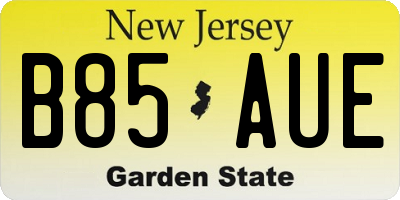 NJ license plate B85AUE