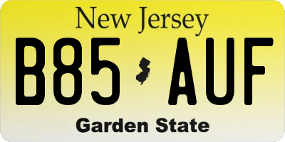 NJ license plate B85AUF