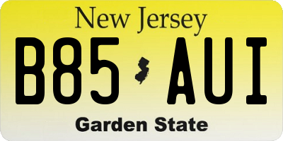 NJ license plate B85AUI