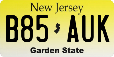 NJ license plate B85AUK