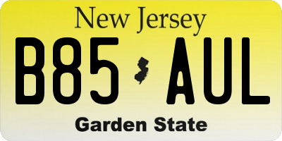 NJ license plate B85AUL