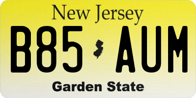 NJ license plate B85AUM
