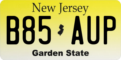 NJ license plate B85AUP