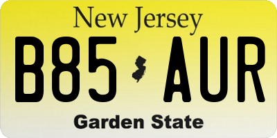 NJ license plate B85AUR