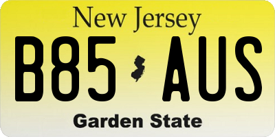 NJ license plate B85AUS