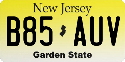 NJ license plate B85AUV