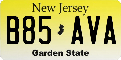 NJ license plate B85AVA