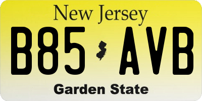 NJ license plate B85AVB