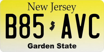 NJ license plate B85AVC