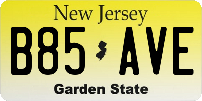 NJ license plate B85AVE