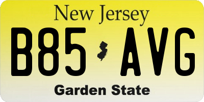 NJ license plate B85AVG