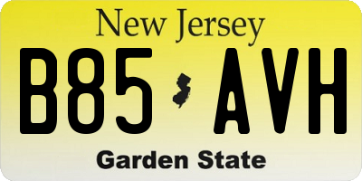 NJ license plate B85AVH