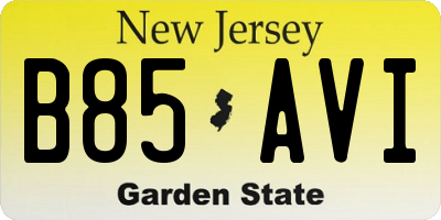 NJ license plate B85AVI