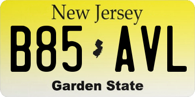 NJ license plate B85AVL