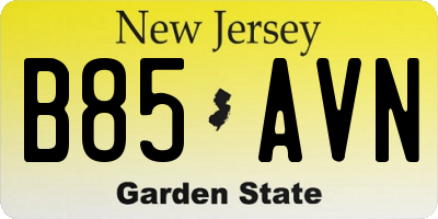 NJ license plate B85AVN