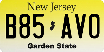 NJ license plate B85AVO