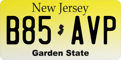 NJ license plate B85AVP