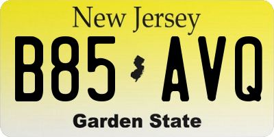 NJ license plate B85AVQ