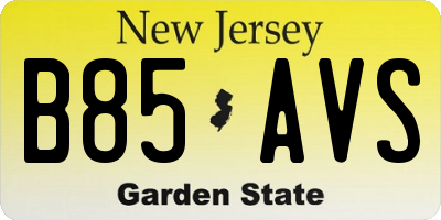 NJ license plate B85AVS