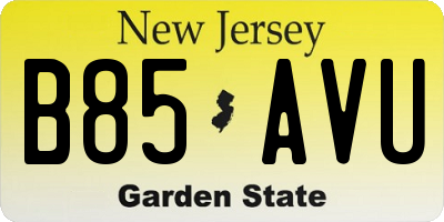 NJ license plate B85AVU