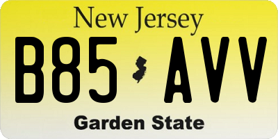 NJ license plate B85AVV
