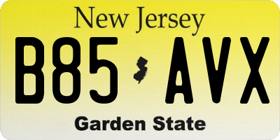 NJ license plate B85AVX