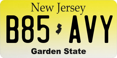 NJ license plate B85AVY