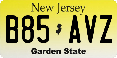 NJ license plate B85AVZ