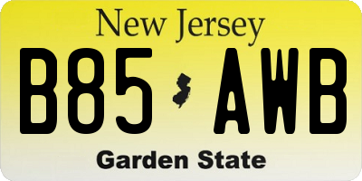 NJ license plate B85AWB