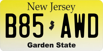 NJ license plate B85AWD