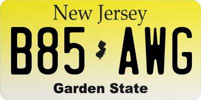 NJ license plate B85AWG