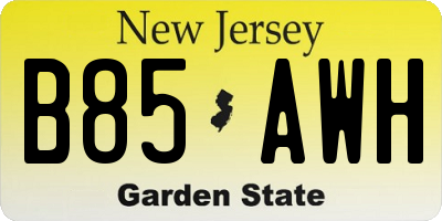 NJ license plate B85AWH