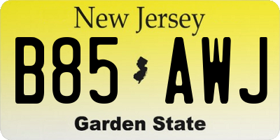 NJ license plate B85AWJ