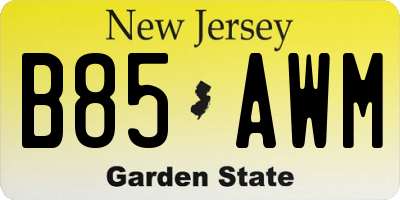 NJ license plate B85AWM