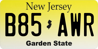 NJ license plate B85AWR