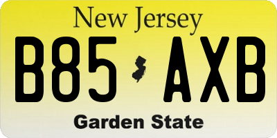 NJ license plate B85AXB