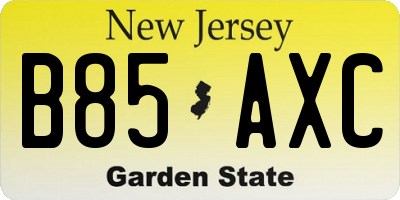 NJ license plate B85AXC