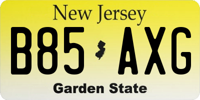 NJ license plate B85AXG