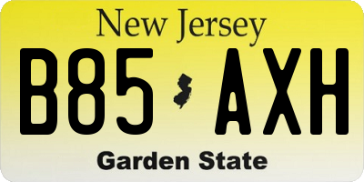 NJ license plate B85AXH