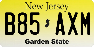 NJ license plate B85AXM