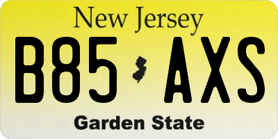 NJ license plate B85AXS