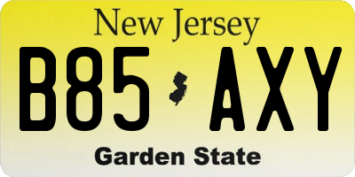 NJ license plate B85AXY