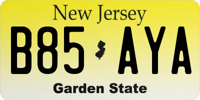 NJ license plate B85AYA