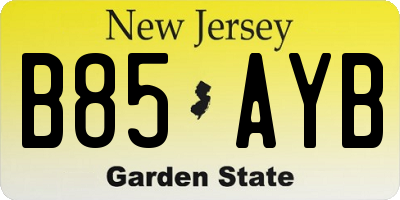 NJ license plate B85AYB