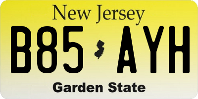 NJ license plate B85AYH