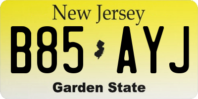 NJ license plate B85AYJ